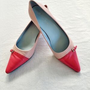Etienne Aigner Pink and Red Pointed Toe Flats